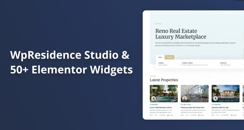 WpResidence Studio & 50+ Elementor Widgets 