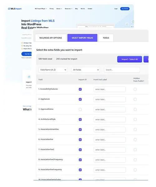 wpresidence with MLS idx import via mlsimport.com