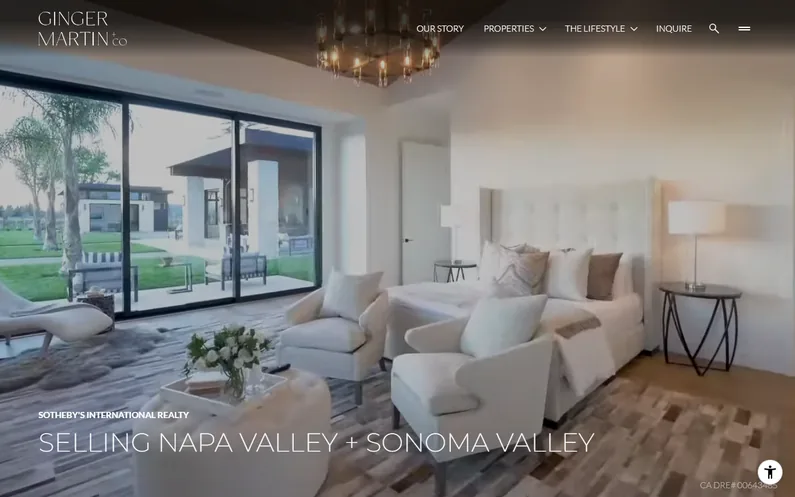 Ginger Martin Napa Valley luxury real estate website homepage