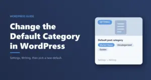 Changing the default category in WordPress: settings card
