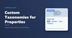 Custom taxonomies for properties in WordPress: property type tags card