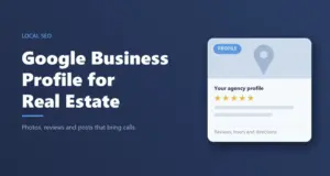 Google Business Profile for real estate agencies: profile card with star reviews