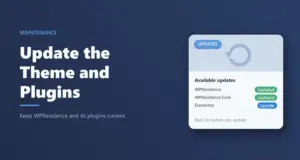 Updating the WPResidence theme and plugins: available updates card