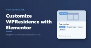 WPResidence theme customization with Elementor: page template card